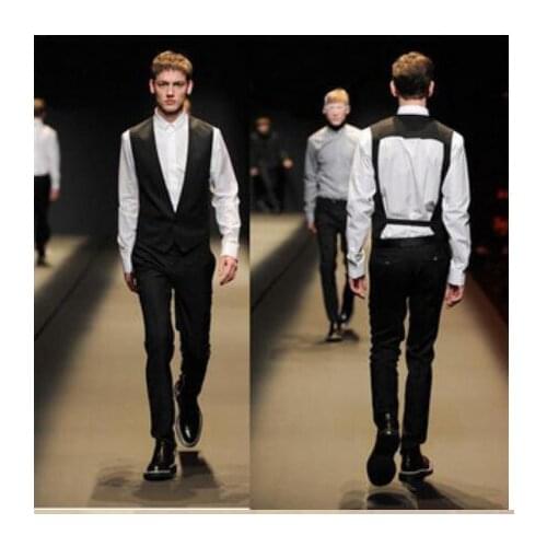 S-6xl Tide Mens Clothing Hair Stylist Fashionable Mens Catwalk Show Vest Club Bar Ds Personalized Vest Stage Tide Singer Vests