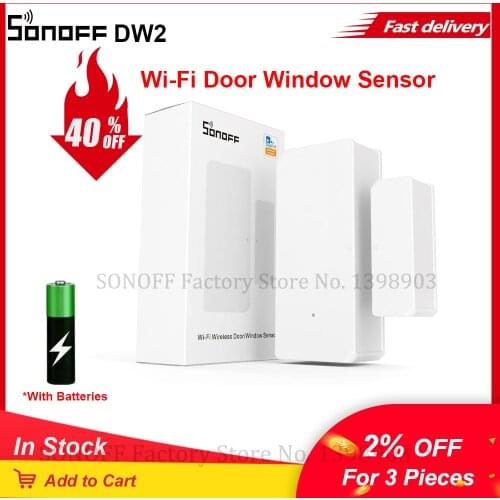 SONOFF DW2-Wifi With Battery WiFi Door Window Sensor Detector eWeLink APP Notification Alerts For Smart Home Security