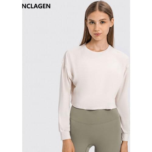 NCLAGEN Sport Shirts Women Long Sleeve Yoga Blouse Autumn And Winter Loose Versatile Top Outdoor Gym Running Fitness Pullover