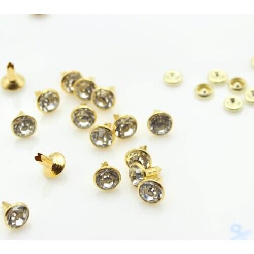 350 sets GRADE A Clear size 7mm glass Rhinestone Crystal Rapid Rivet Stud /prong end type gold tone