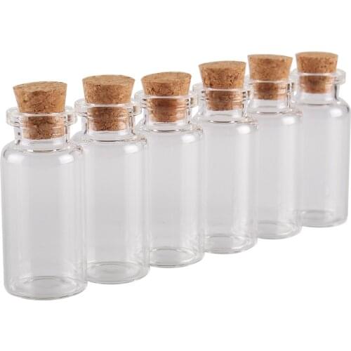 10pcs 12ml 24*52*12.5mm Glass Vials Wishing bottles with Cork Lids Spice Jars Potion bottles For Wedding Favors