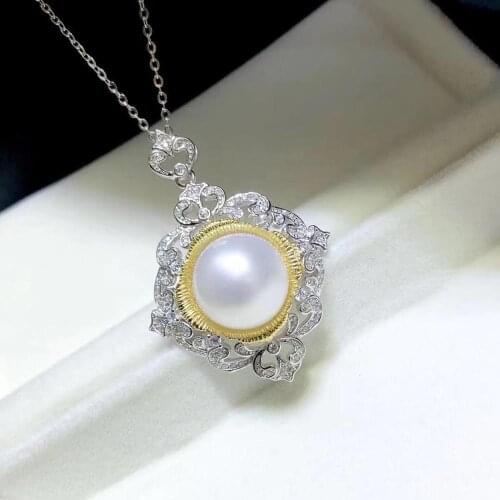 Gorgeous 925 Sterling Silver Pendant Base Mountings Findings Womens Parts for Oyster Edison Pearl Coral Jade Beads Stones