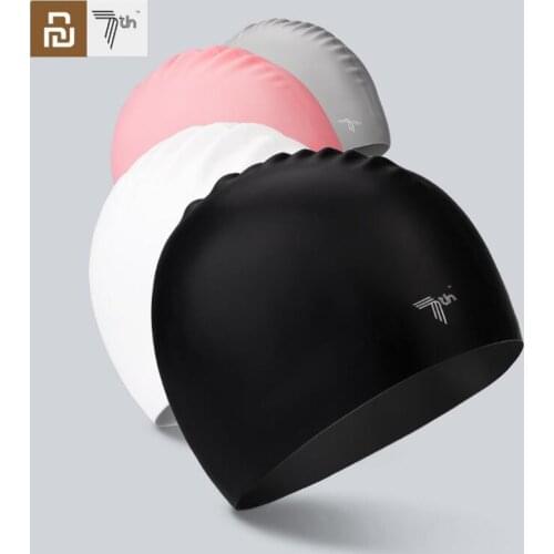 Youpin 7th Soft Silicone Swimming cap Waterproof Sports Swim Pool Hat Ears Protection Adult Men Women 4 Colors for Xiaomi