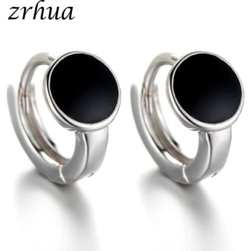 ZRHUA Real 925 Sterling Silver High Quality Earrings Jewelry Women Accessories Cubic Zircon Hoop Earrings for Wedding Bridal