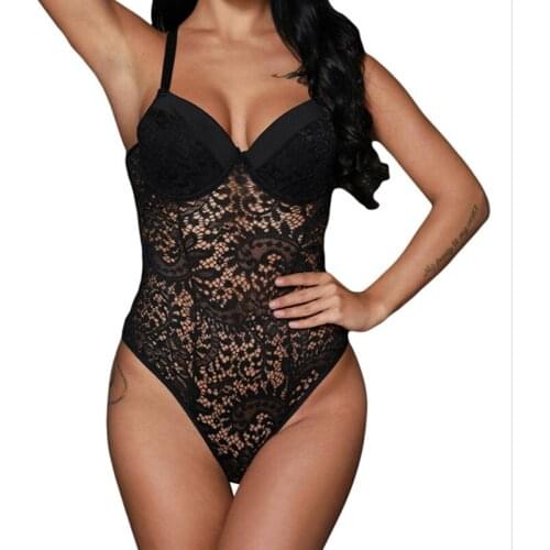 2019 Sexy Lingerie Hot Push-up Cup Lace Body Sexy Bodysuit Women Lingerie Transparent Lace Body Teddy