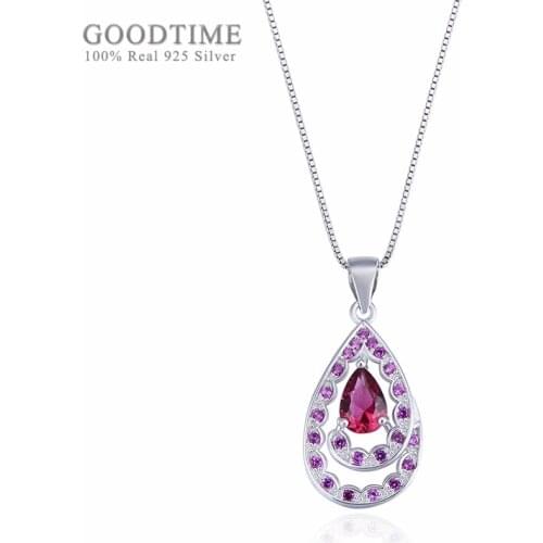 Elegant Women Pure 925 Sterling Silver Necklaces Water Droplets Zircon Pendant Necklaces Girl Chain Jewelry Accessory