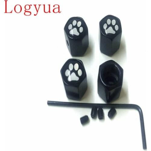 100 sets/lot Car Styling Black Sliver Anti-theft Bear Paw Print Logo Tire Valve Stem Air Cap Wheel Cover For Cars