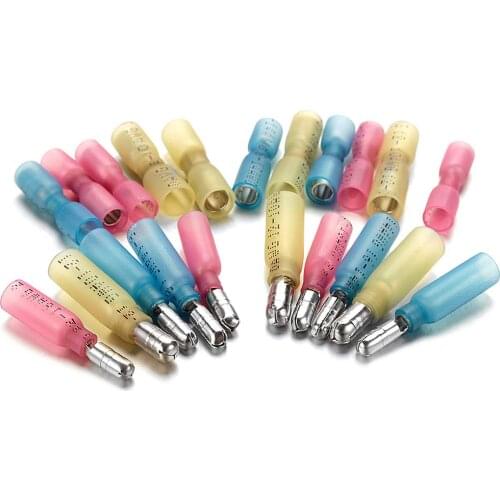 100PCS Waterproof Heat Shrink Bullet Female Male Electrical Wire Connectors Splice Crimp Terminals Assorted Kit 10-22AWG