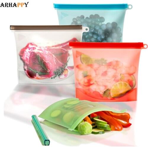 1000 1500ml Reusable Silicone Storage Bag Leakproof Silicone Food Storage Bags for Food Sandwich Seal Freezer Cooking Fresh Bag