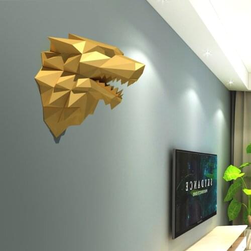 3D Paper Model Toy Wolf Head Animal Home Decor Living Room Decor DIY Paper Craft Model Party Gift