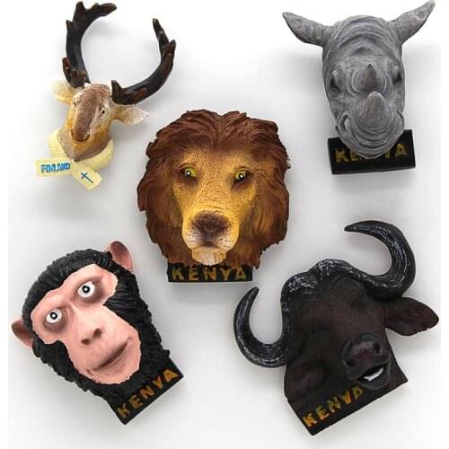 3D animal model magnetic refrigerator stickers lion orangutan Kenya bison rhinoceros Finland buck fridge magnet room decoration