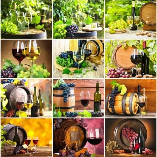 AZQSD Diamond Embroidery Fruit Wine Glass Mosaic Picture Rhinestones Full Drill Diamond Painting Landscape Handicraft Home Decor