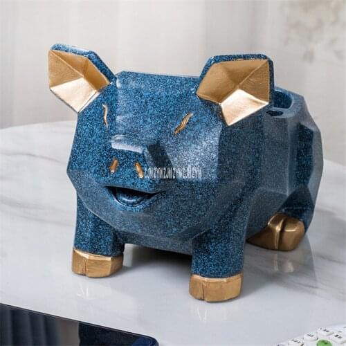 LAR-006 Creative Desktop Decoration Craft Key Candy Remote Control Resin Pig Storage Ornament Wedding Opening Housewarming Gift