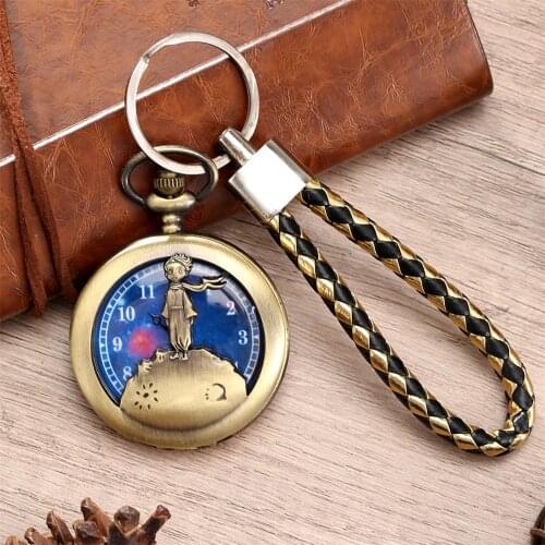 Hot Sale Retro Quartz Pocket Watches with Fashion Keychain Leather Rope Lovely Vintage Pendant Clock Gifts for Kids