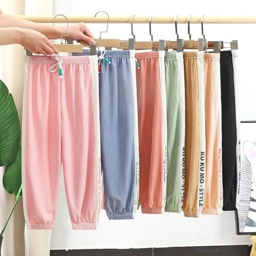 3 4 5 6 7 Year Old Kids Anti-mosquito Pants 2021 Summer Thin Boys Trousers Outdoor Children Sweatpants Girls Simple Harem Pants
