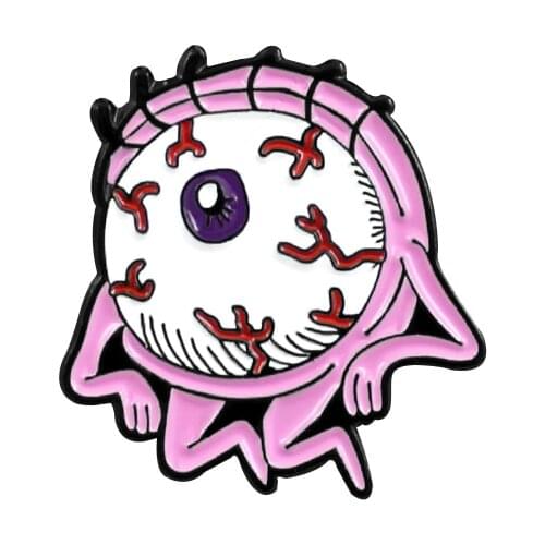 Bloodshot Long Eyelashes Eye Metal Enamel Brooch Work And Rest Keep Healthy Badges Pin Trendy Costume Jewelry Friends Gift