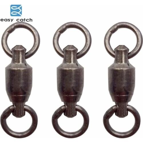 Easy Catch 4pcs Ball Bearing Fishing Swivel With Solid Ring Black Nickle Brass Fishing Hook Line Connector Fishing Accessories