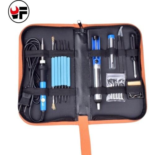 220v 60w Adjustable Temperature Electric Soldering Iron Kit Eu Plug Portable Welding Repair Tool Tweezers Solder Wire DN170