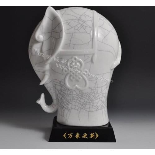 Glaze porcelain decoration decoration cute elephant Everything looks fresh and gay. lucky gift entrance living room decor
