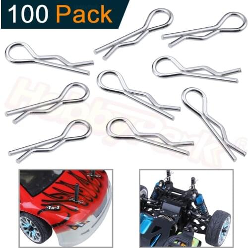 Hobbypark Micro RC Body Clips Bent Springy R Pins for 1/18 Scale Remote Control Car Truck Buggy Spare Parts (100-Pack)