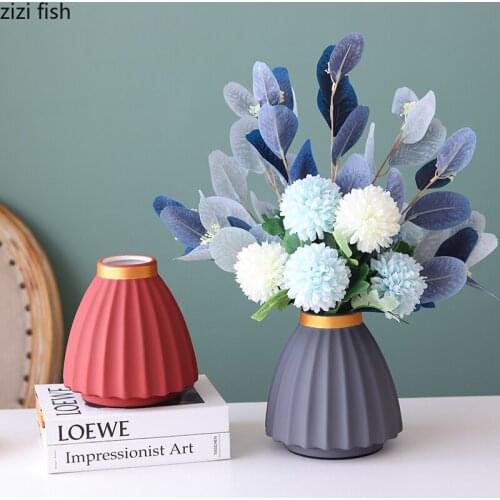 Ceramic Flower Vase Hydroponic Vase with Fake Flowers Artificial Flower Decoration Flower Arrangement Container Flower Bottle