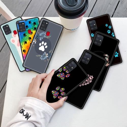 Cat Dog Paw Animal Capa For Samsung Galaxy A51 A71 A12 A21s A31 A52 A41 A02s A32 5G A11 A72 Black Soft Silicone Phone Case Cover