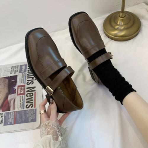 Small Leather Shoes Female British Style 2021 Spring and Autumn New Retro Womens Shoes Korean All-match Casual Womens Shoes
