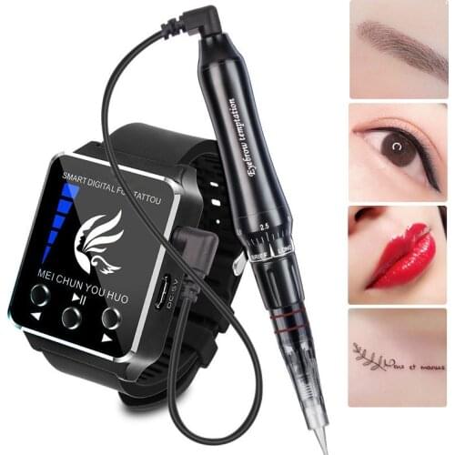 Portable Watch Permanent Makeup Machine Eye Brow Lip Rotary Pen Tattoo Machine MTS PMU System With 10pcs Tattoo Needles