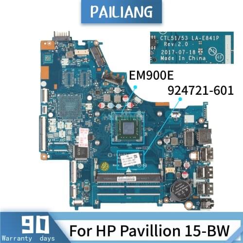 PAILIANG Laptop motherboard For HP Pavillion 15-BW LA-E841P 924721-601 Mainboard Core EM900E TESTED DDR3