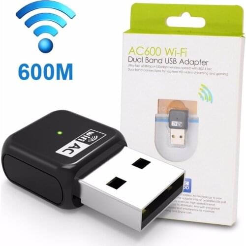Mini AC600 Dual Band 2.4/5Ghz WiFi Wireless N USB Adapter Dongle 802.11a/b/g/n