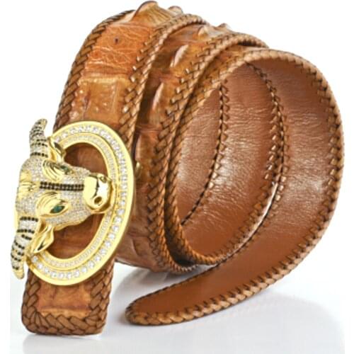 WeitasiJD men crocodile leather belt Stainless steel buckle men belt