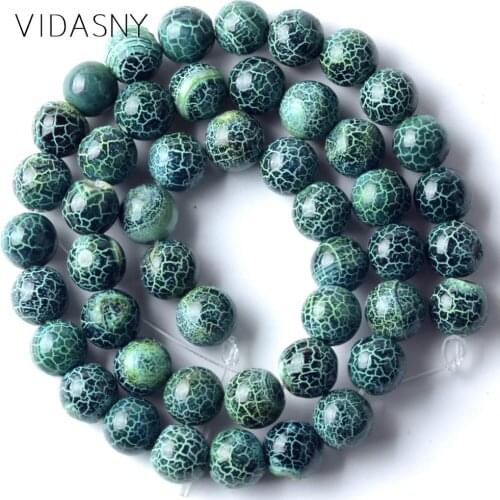 Natural Stones Smooth Green Cracked Stripe Agates Beads For Jewelry Making Round Spacer Beads Diy Bracelets 6 8 10mm 15inch