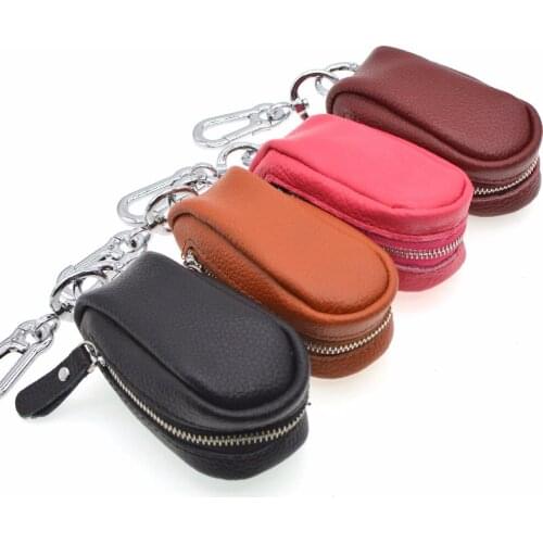 2018 New Comes Genuine Cow Leather Key Wallets Zipped Key Holder Large Capacity Key chain Auto Car Bag Key Case High Quality