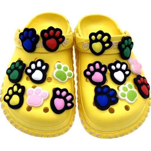 Wholesale 50PCS Silicone Soft Shoes Charms Cartoon Animal Dog Paw Print Decoration For Croc Jibz DIY Accessories Kids Party Gift