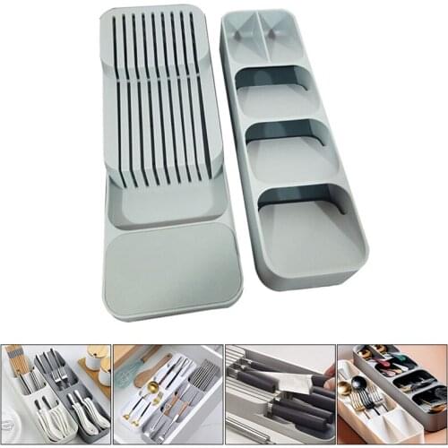 Cutlery Storage Tray Knife Holder Tableware Organizer Spoon Fork Storage Box Plastic Container plateau Knife Block Hol