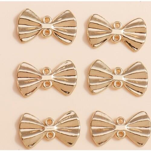 20pcs 21*12mm Double Hole Bow-knot Charms Conector Gold Color Alloy Marking Charms Pendants Bracelet Necklace DIY Jewelry