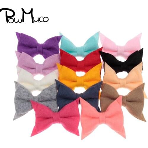Powmuco 8*8 CM Non-woven Fabric Bows Children Hair Clips Solid Color Handmade Bowknot Infant Bangs Hairpins Photography Props