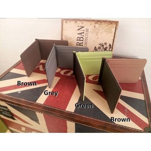 Simple Mini Men Women leather wallet Money clip with clamp Slim purse with card slots Unisex