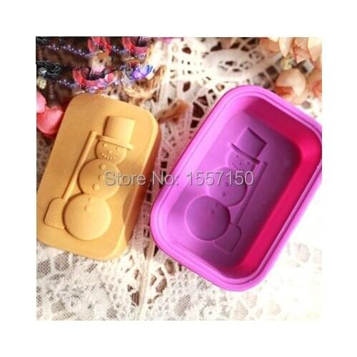 Rectangle Snowman Silicone Cake Chocolate Soap Pudding Jelly Candy Ice Cookie Biscuit Mold Mould Pan Bakeware q206
