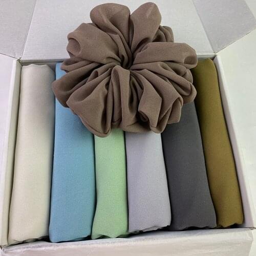Luxury Custom Hijab Gift Box Women Muslim Chiffon Hijab Scarf Women Islam Shawl Solid Color Shawl Head Wrap Foulard Femme