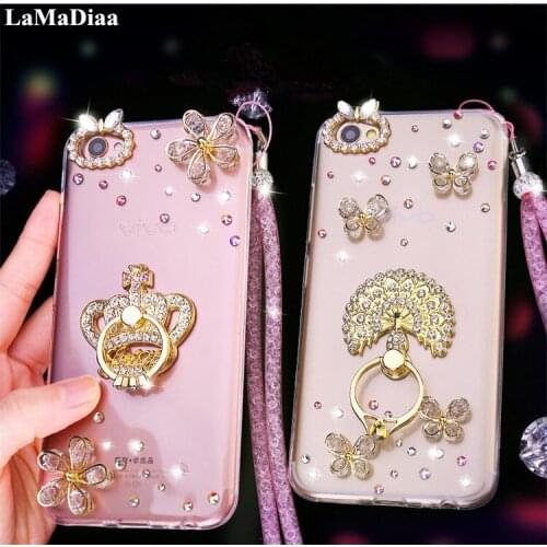 LaMaDiaa For iphone 11 Pro MAX 6 6s 7 8 Plus X XR Xs Max Luxury Rhinestone Diamond Ring Stand Holder Bling Glitter Case Cover