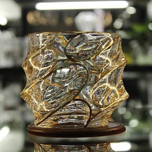 Style gold depicting large crystal glass whisky foreign wine cup cocktail cup beer household heat resistant tea cup