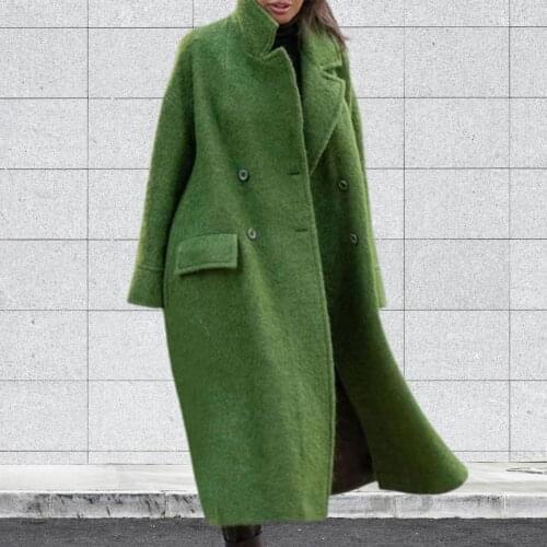 Trendy Green Flap Pockets Winter Coat Women Coat Autumn Winter Thick