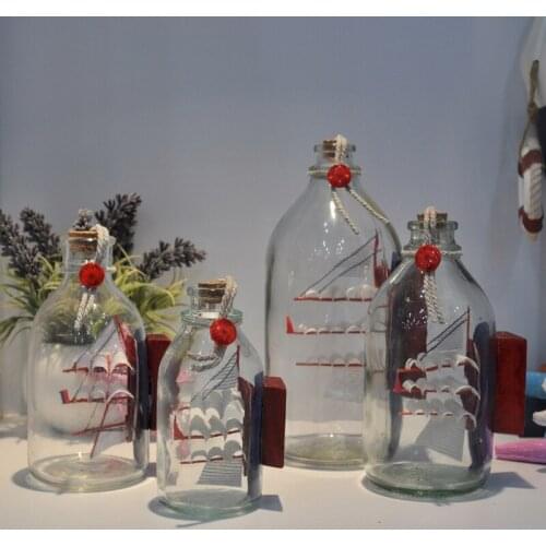 Wishing Bottle Decoration Ornaments DIY Sailboat Glass Bottle Ornaments Home Living Room Garden Decoration Desk Decors