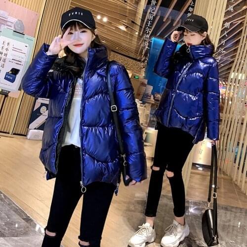 Timis Li Winter Coat Medium Shiny winter Jacket Women 2020 New Fashion Winter Casual Cotton Parka Slim Womens Jackets