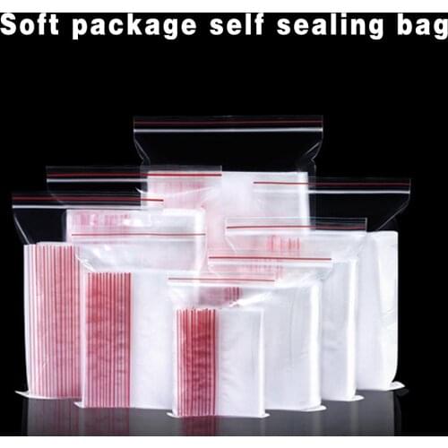 100pcs/Lot Clear Zip Lock Bag Plastic Packaging Pouches Sealing Zipper Plastic Bags Jewelry / Food ziplock Storage Bag