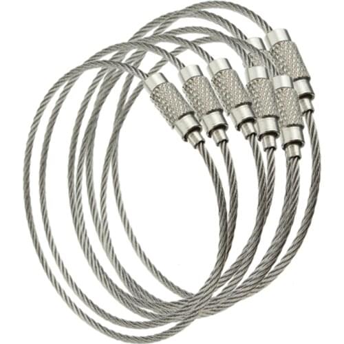 100pcs Stainless Steel Screw Locking Wire Keychain Cable