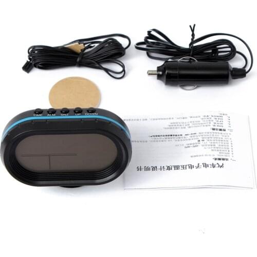 12-24V Digital Battery Voltage Meter Tester Monitor Auto Car Thermometer Noctilucous Clock