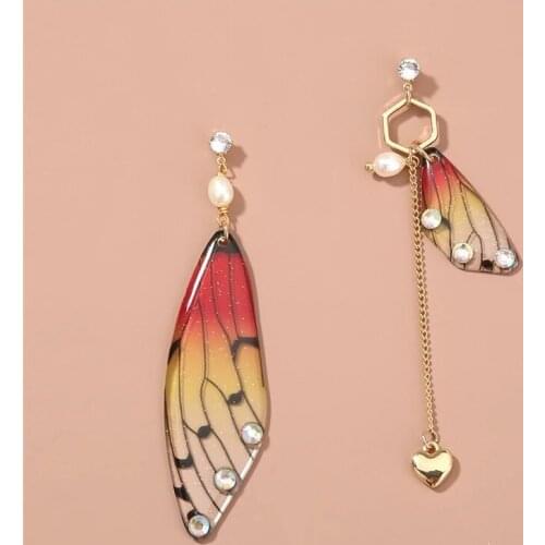 2021 Fashion Trend Fairy Wing Earrings Insect Butterfly Wings Hanging Charm Earrings for Women Sweet Romantic Bride Jewelry Gift