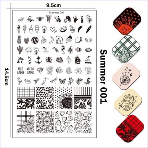 2021 Stainless Steel Stamping Plate Template Geometry Texture Spring Summer Winter Mountains Space Flowers Universe